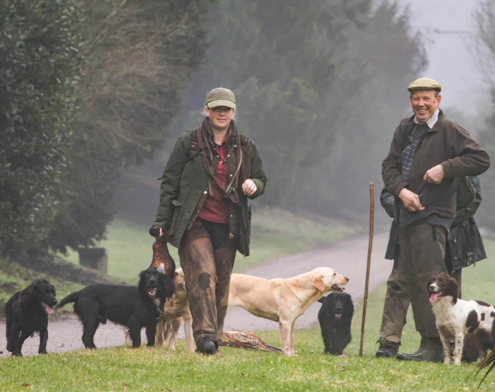 Members of the Studley Royal shoot team with their working dogs