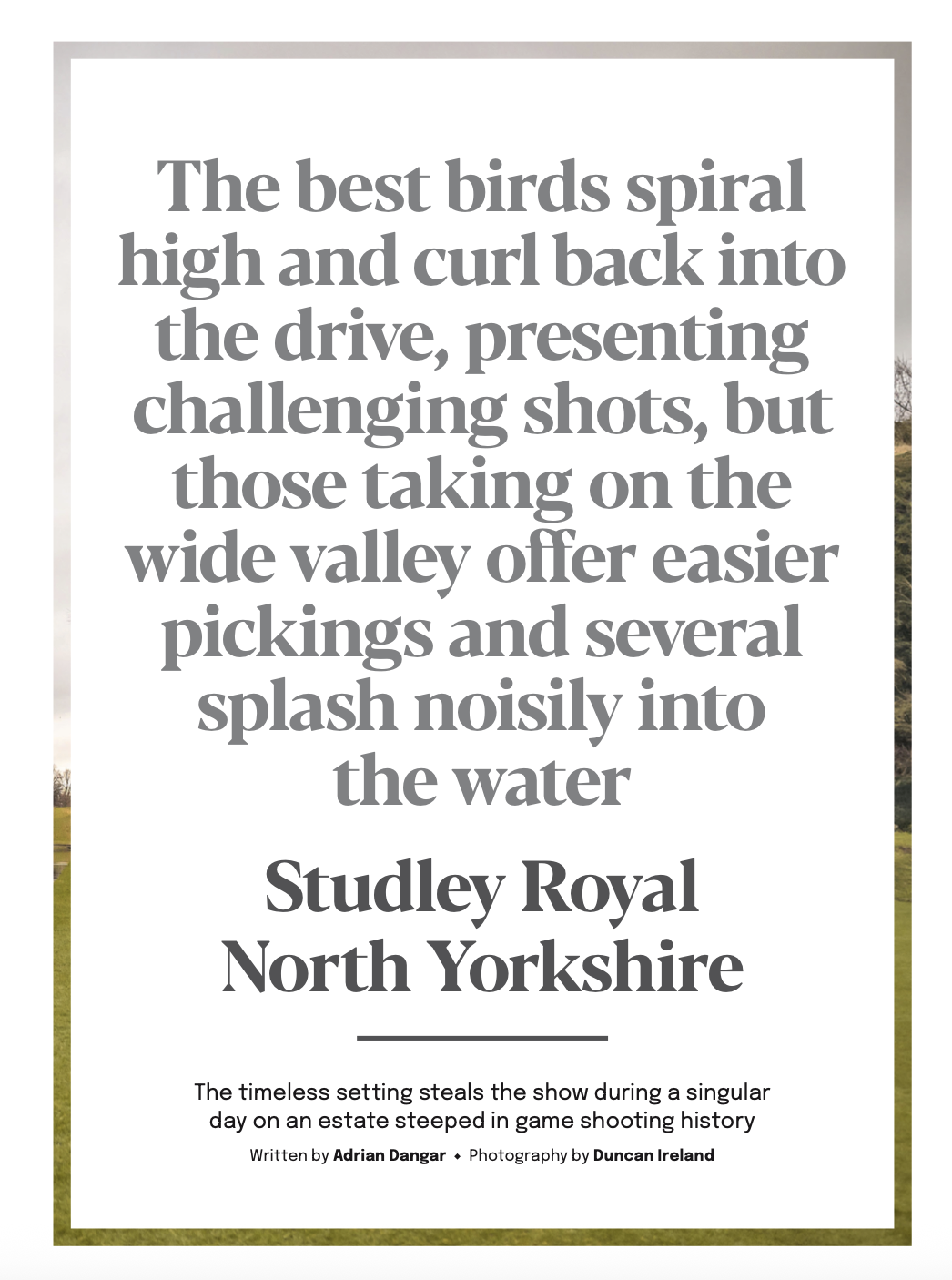 Excerpt from The Field feature on Studley Royal, North Yorkshire